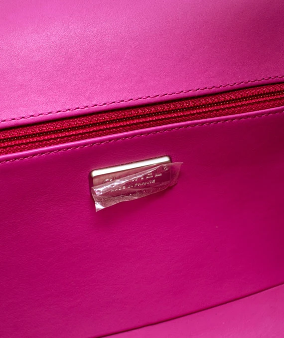 Chanel Hot Pink Color Large Size Boy Bag in Python Leather with Silver Hardware