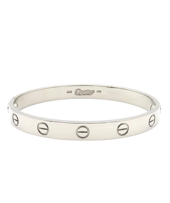 Cartier White Gold Love Bracelet K18WG Size 16 With Driver