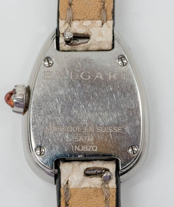 Bvlgari Serpenti White Dial in 18k White Gold with Diamond Bezel on Beige Double Wrap Leather Strap Watch