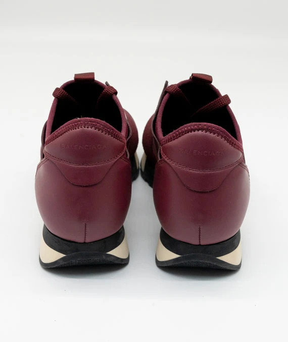 Balenciaga Size 37 Burgundy Leather And Mesh Race Runner Sneakers