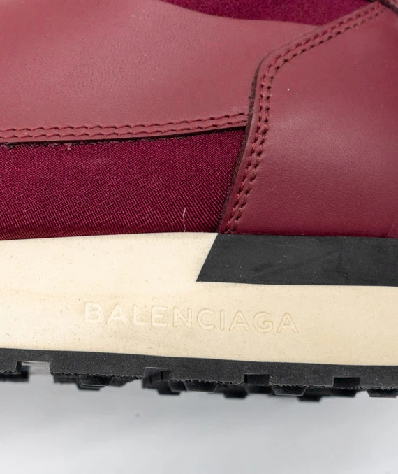 Balenciaga Size 37 Burgundy Leather And Mesh Race Runner Sneakers