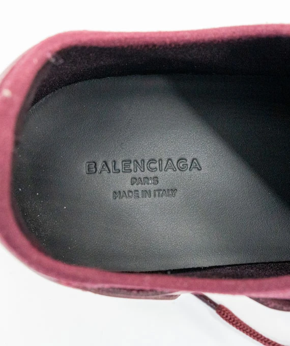 Balenciaga Size 37 Burgundy Leather And Mesh Race Runner Sneakers