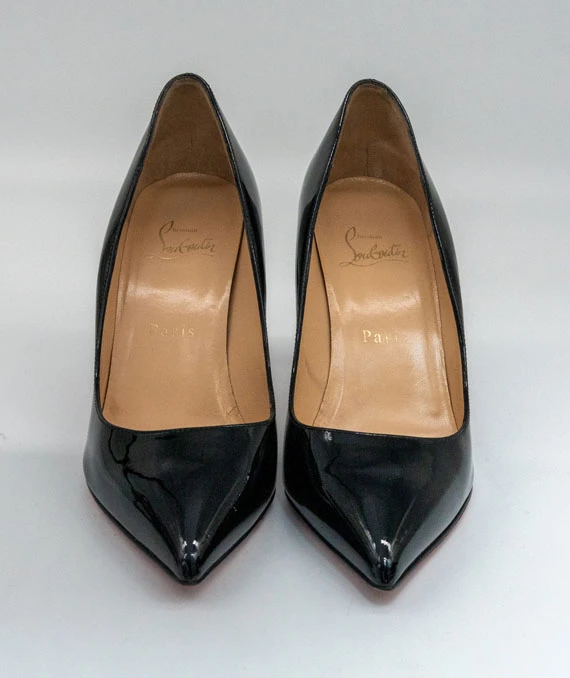 Christian Louboutin Size 37.5 Louboutin Black Patent Leather Pigalle Pumps