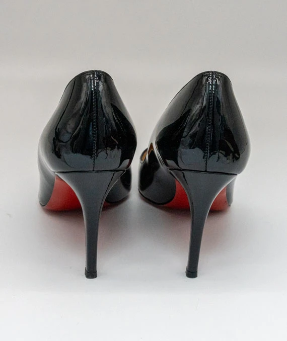 Christian Louboutin Size 37.5 Louboutin Black Patent Leather Pigalle Pumps