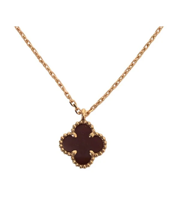 Van Cleef & Arpels Sweet Alhambra Pendant Necklace with Carnelian in 18K Rose Gold