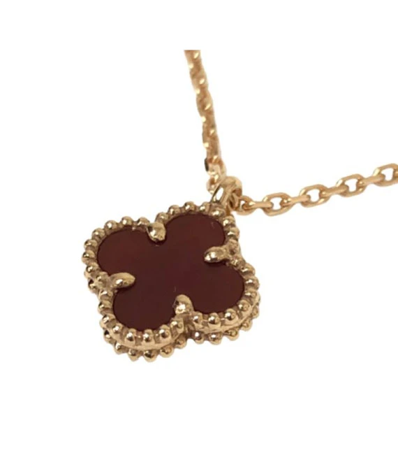 Van Cleef & Arpels Sweet Alhambra Pendant Necklace with Carnelian in 18K Rose Gold