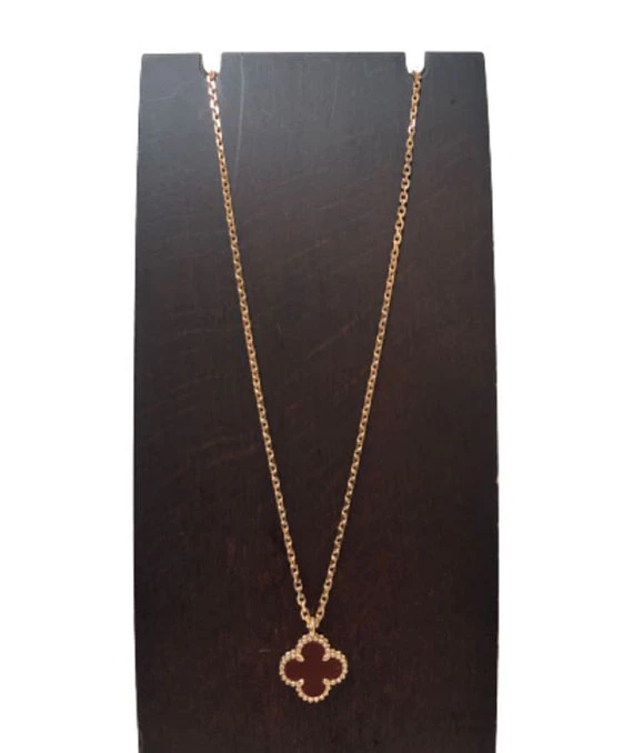 Van Cleef & Arpels Sweet Alhambra Pendant Necklace with Carnelian in 18K Rose Gold
