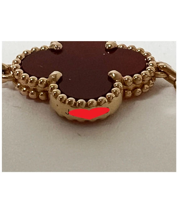 Van Cleef & Arpels Vintage Alhambra Carnelian Guilloche 5 Motifs 18k Rose Gold Bracelet