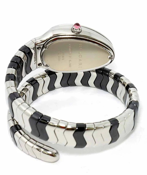 Bvlgari Serpenti Tubogas SP35S Ladies Watch Diamond Bezel Black Dial Watch