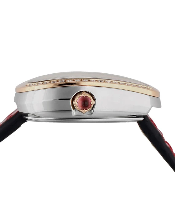 Bulgari Serpenti Diamond Encrusted 18k Rose Gold Bezel and Diamond Encrusted White Dial Watch