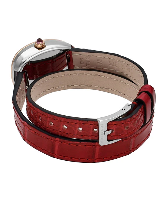 Bulgari Serpenti Diamond Encrusted 18k Rose Gold Bezel and Diamond Encrusted White Dial Watch