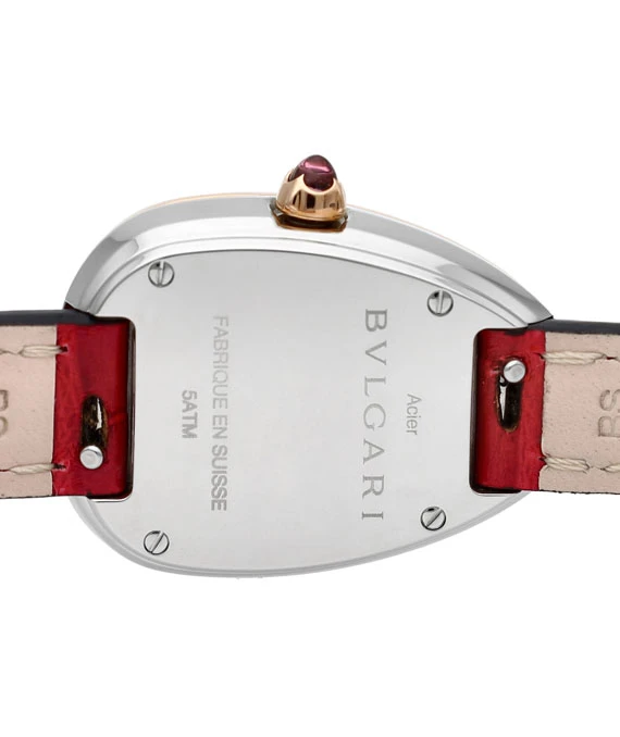 Bulgari Serpenti Diamond Encrusted 18k Rose Gold Bezel and Diamond Encrusted White Dial Watch