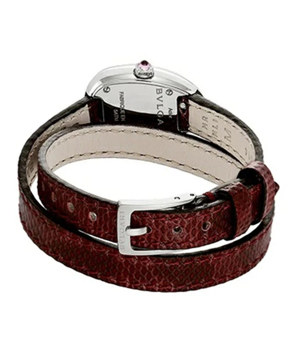 Bvlgari Serpenti Red Enamel Dial Ladies Watch with Diamond Encrusted Bezel