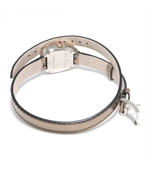 Bulgari Serpenti White Dial Ladies Watch with Diamond Encrusted 18k Yellow Gold Bezel