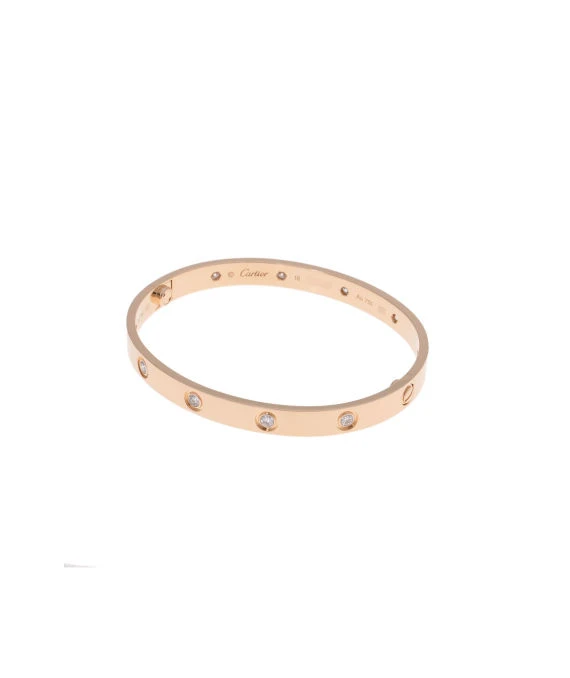 Cartier Diamond Encrusted Size 18 Love Bracelet in 18k Yellow Gold