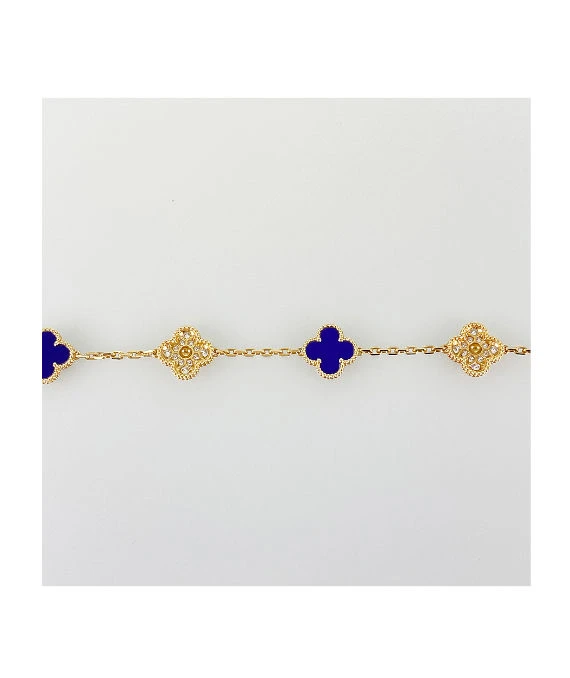 Van Cleef & Arpels Vintage Alhambra Blue Sable Diamond Bracelet In 18k Yellow Gold