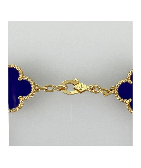 Van Cleef & Arpels Vintage Alhambra Blue Sable Diamond Bracelet In 18k Yellow Gold