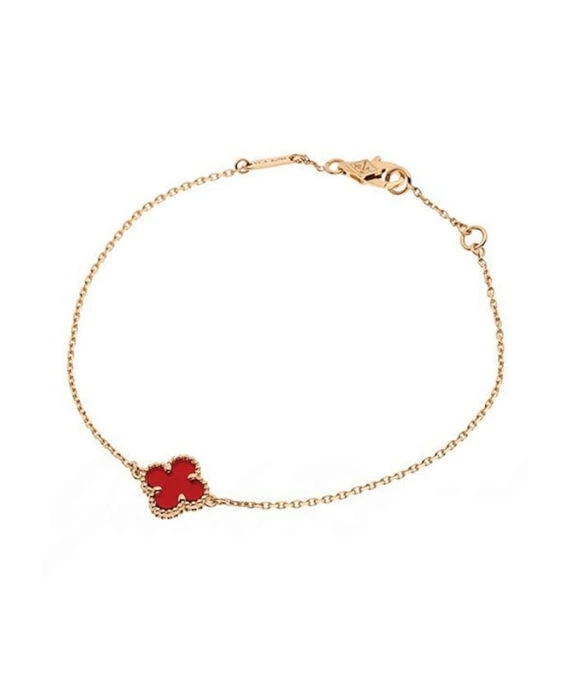 Van Cleef & Arpels Sweet Alhambra Carnelian Bracelet In 18k Pink Gold