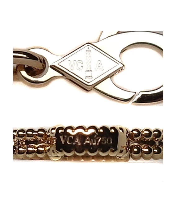 Van Cleef & Arpels Vintage Alhambra Diamond Shell 5 Motifs Bracelet In 18k Pink Gold