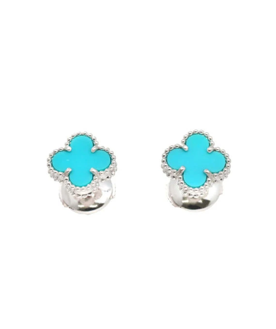 Van Cleef & Arpels Sweet Alhambra Turquoise 18k White Gold Earrings
