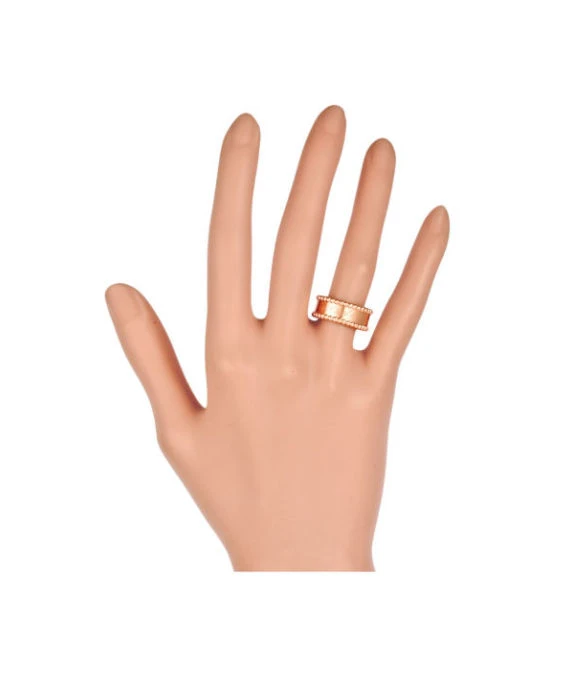 Van Cleef & Arpels Perlée Senior Tulle Gold Pearl Ring Size 10.5 In 18k Pink Gold