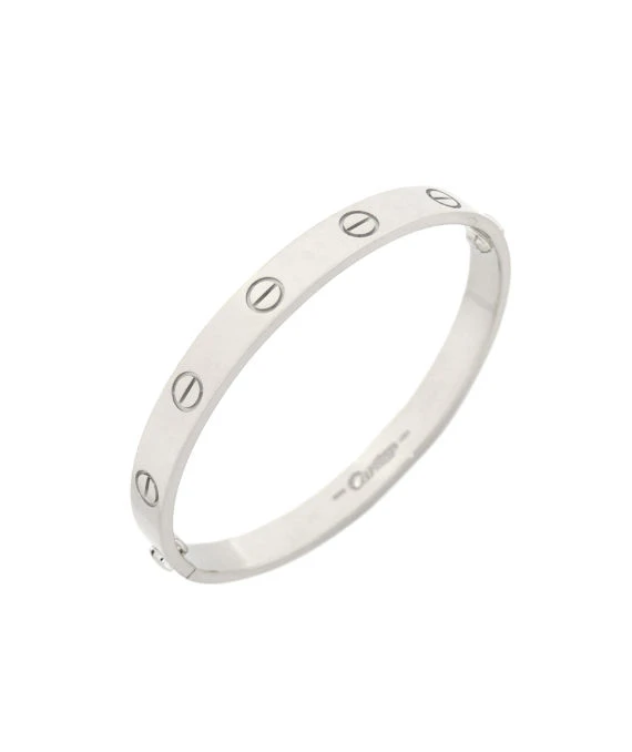 Cartier Love Bracelet In 18k White Gold Size 15 With Driver