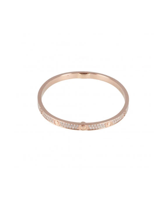Cartier Size 16 Diamond Encrusted Love Bracelet In 18k Rose Gold