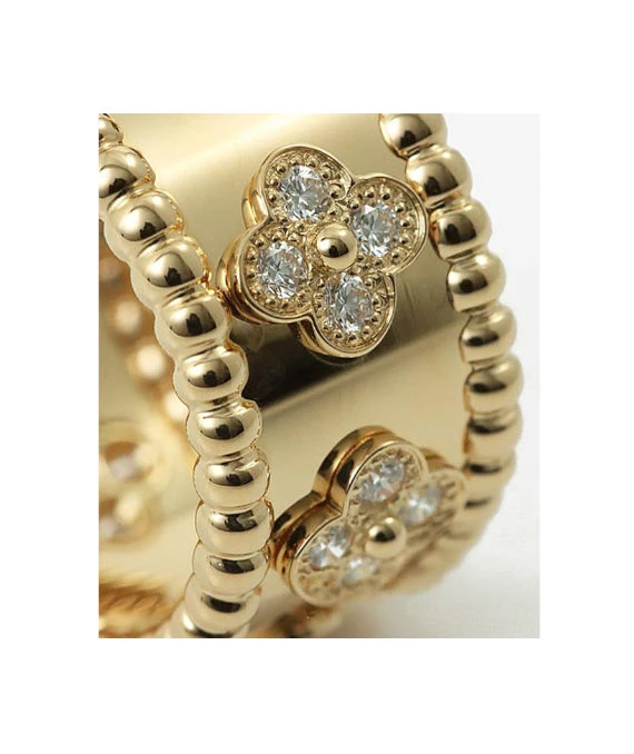 Van Cleef & Arpels Perlée Clover 18k Yellow Gold Diamond Ring