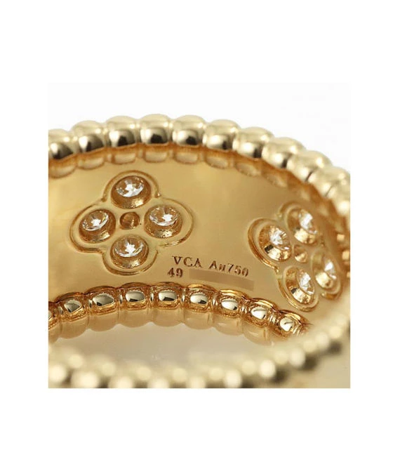 Van Cleef & Arpels Perlée Clover 18k Yellow Gold Diamond Ring