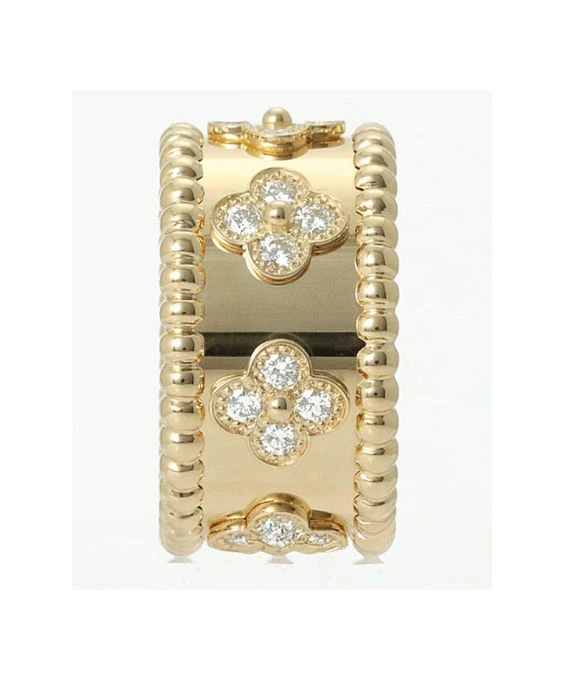 Van Cleef & Arpels Perlée Clover 18k Yellow Gold Diamond Ring