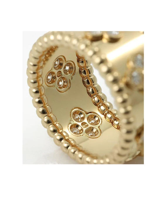 Van Cleef & Arpels Perlée Clover 18k Yellow Gold Diamond Ring