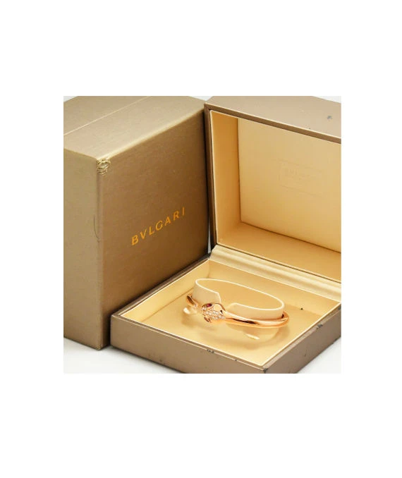 Bvlgari Size 17 Serpenti Snake Diamond and Tourmaline Bracelet In 18k Rose Gold