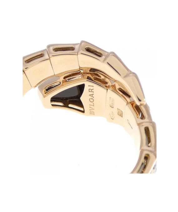 Bvlgari Size 14 Serpenti Onyx and Diamond Ring In Rose Gold