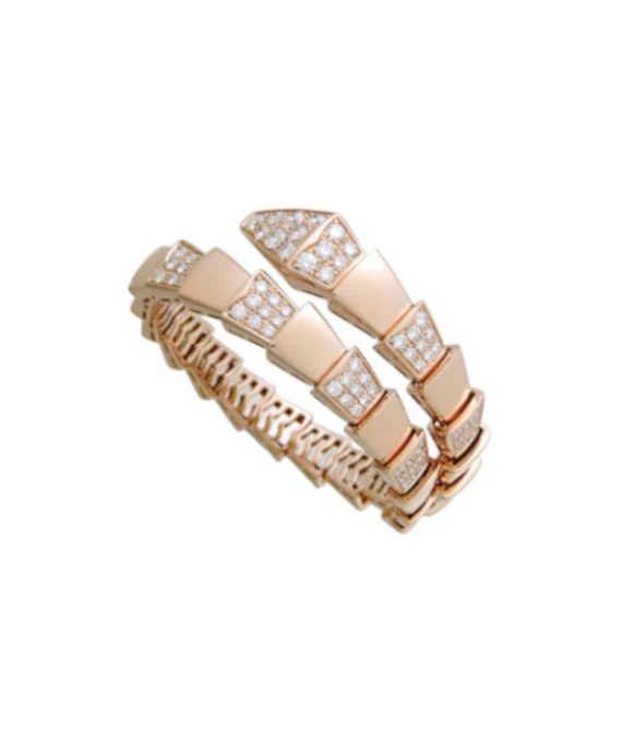 Bvlgari Size 21.9 Serpenti Viper Diamond Bracelet In Rose Gold