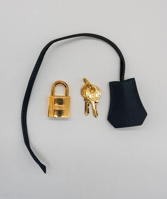 Hermes Kelly (Stamp B) Size 25 Blue Minuit Madame Leather Handbag with Gold Hardware