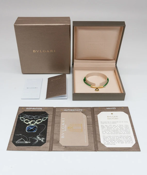 Bvlgari Divas' Dream Bracelet in Emerald Green Fabric with Emerald Green Charm