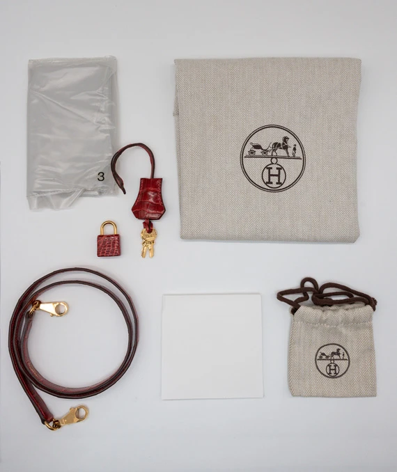 Hermes Size 25 Rouge Niloticus Crocodile Leather Kelly Handbag with Gold Hardware