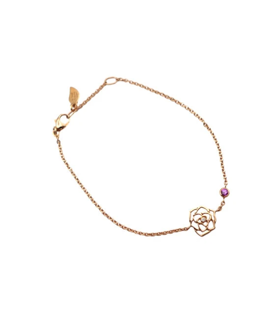 Piaget Size 19 Pink Sapphire Diamond Bracelet In 18k Yellow Gold