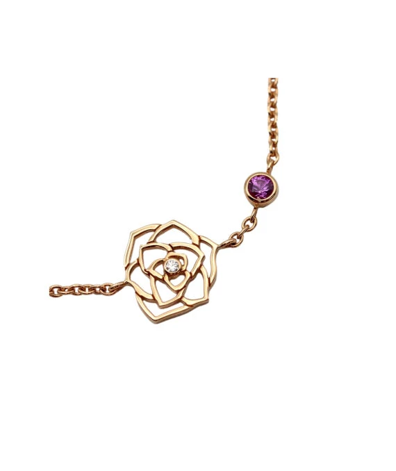 Piaget Size 19 Pink Sapphire Diamond Bracelet In 18k Yellow Gold