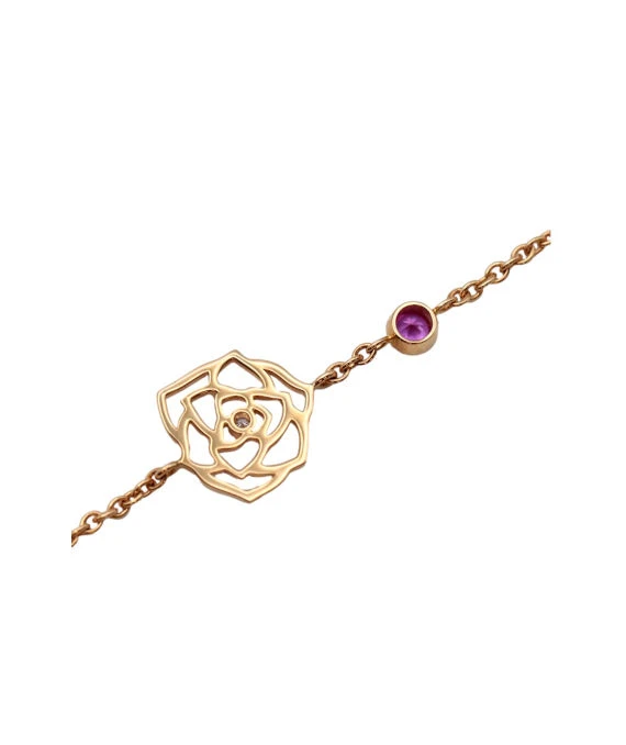 Piaget Size 19 Pink Sapphire Diamond Bracelet In 18k Yellow Gold