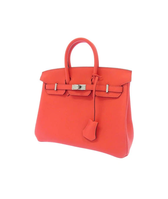 Hermes 2023 Birkin (Stamp B) Size 25 Vos Swift Leather handbag in Rose Texas Pink Color with Silver Hardware