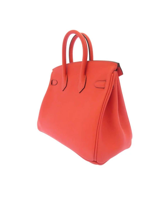 Hermes 2023 Birkin (Stamp B) Size 25 Vos Swift Leather handbag in Rose Texas Pink Color with Silver Hardware