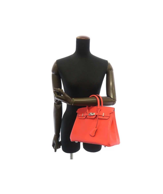 Hermes 2023 Birkin (Stamp B) Size 25 Vos Swift Leather handbag in Rose Texas Pink Color with Silver Hardware