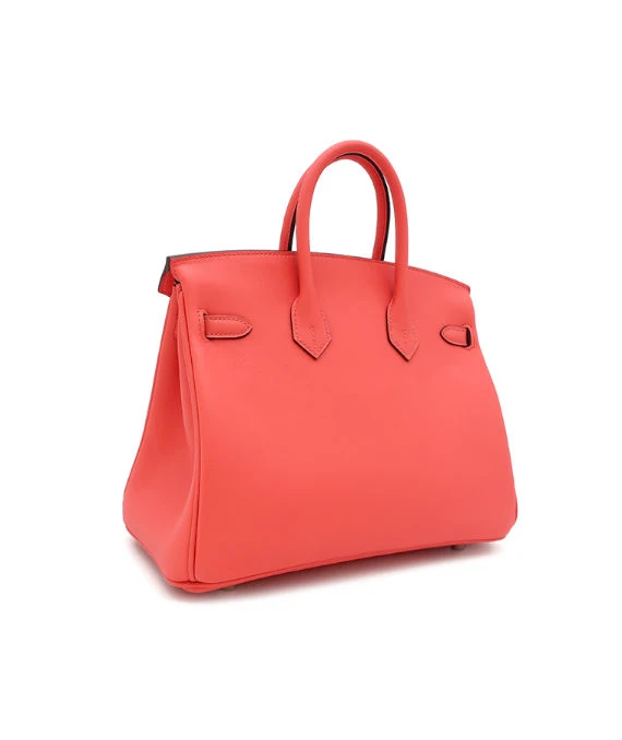 Hermes 2023 Birkin (Stamp B) Size 25 Vos Swift Leather handbag in Rose Texas Pink Color with Silver Hardware