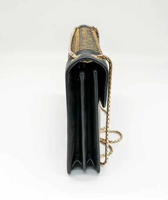 Bvlgari Serpenti Forever Leather Black and Gold Shoulder Bag