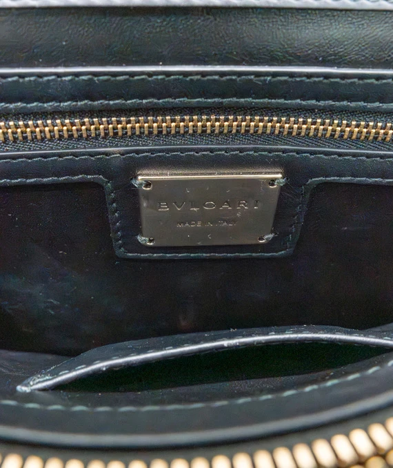 Bvlgari Serpenti Forever Leather Black and Gold Shoulder Bag