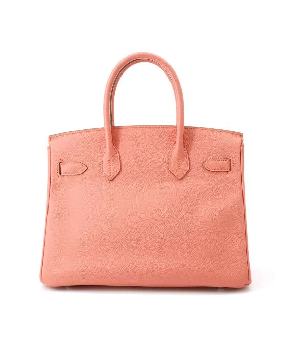 Hermes 2013 Birkin (Stamp Q) Size 30 Epsom Leather handbag in Flamingo Color with Silver Hardware