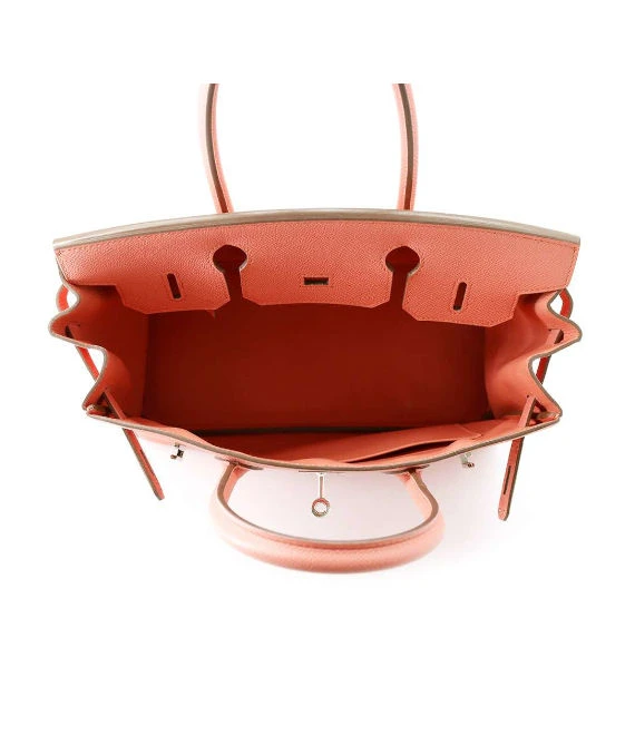 Hermes 2013 Birkin (Stamp Q) Size 30 Epsom Leather handbag in Flamingo Color with Silver Hardware