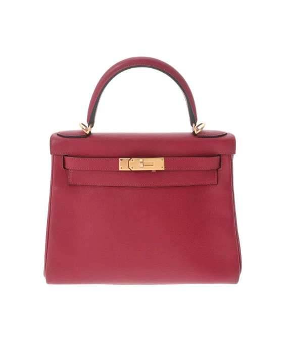 Hermes 2016 (Stamp X) Size 28 Evercolor leather Kelly in Rouge ash Color with Gold Hardware