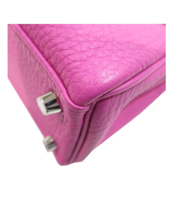 Hermes 2018 (Stamp C) Size 28 Rose Pourpre Pink Togo Leather Kelly Handbag with Palladium Hardware